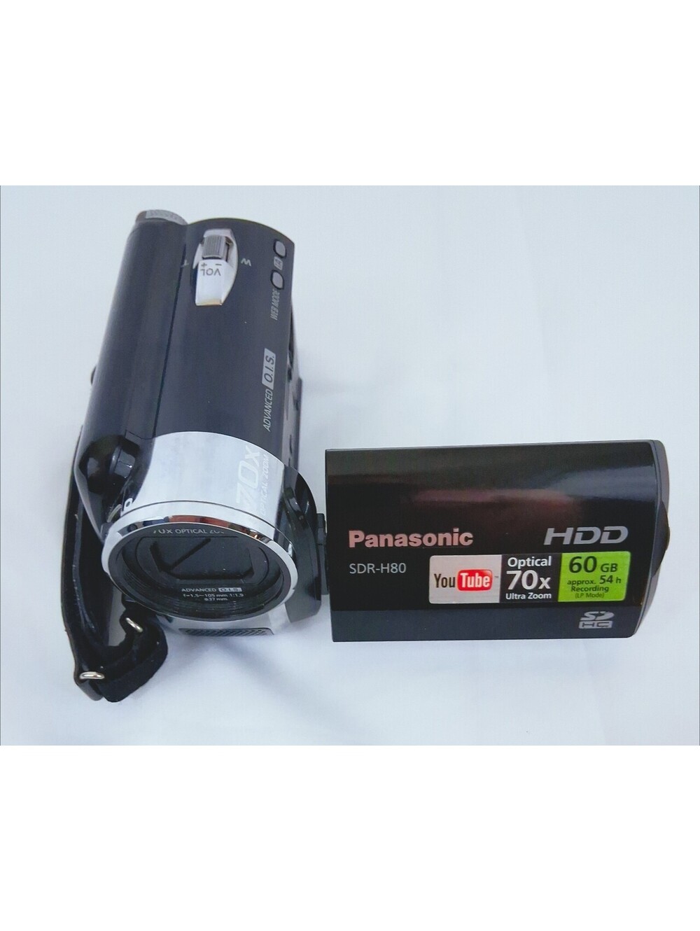 Panasonic SDR-H80P 70X Optical Zoom HDD Camera - Black with Battery Untested